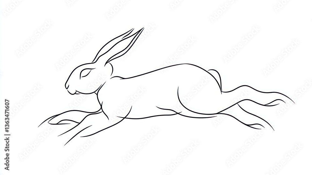 Obraz premium Running Hare Silhouette