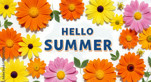 Wallpaper Mural Hello Summer: Bright Floral Background Torontodigital.ca