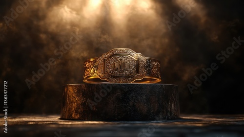 Luxurious Golden Sports Championship Belt in Dramatic Lighting