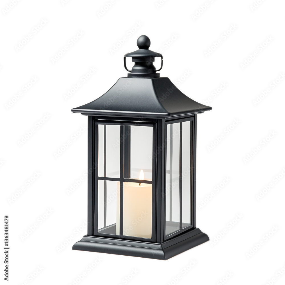 Elegant Black Lantern with a Candle Inside, Perfect for Outdoor Decoration and Ambient Lighting, Enhancing Any Setting with Warmth and Charm Elegant Black Lantern with a Candle Inside, Perfect for Outdoor Decoration and Ambient Lighting, Enhancing Any Setting with Warmth and Charm