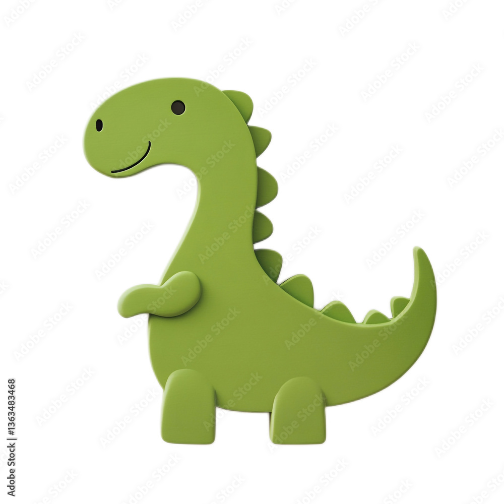 Fototapeta premium Adorable Green Dinosaur Toy with Friendly Expression for Children Playtime, Imaginative Learning and Fun Activities