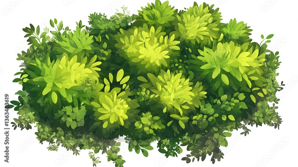 Fototapeta premium Professional Top View Green Lawn Vector Illustration for Plant Concepts