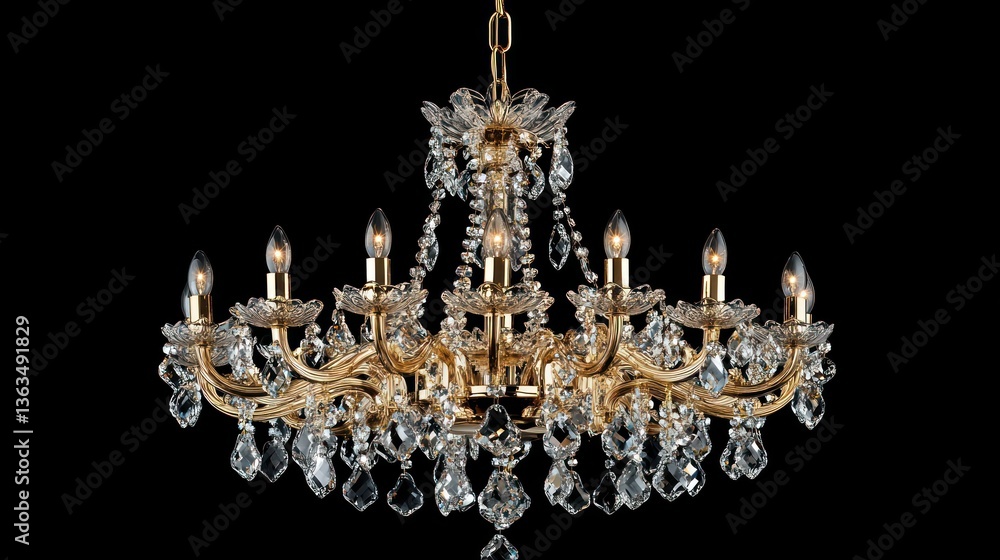 Fototapeta premium Gold Crystal Chandelier, Elegant Lighting Fixture
