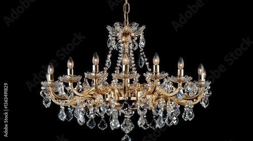 Gold Crystal Chandelier, Elegant Lighting Fixture