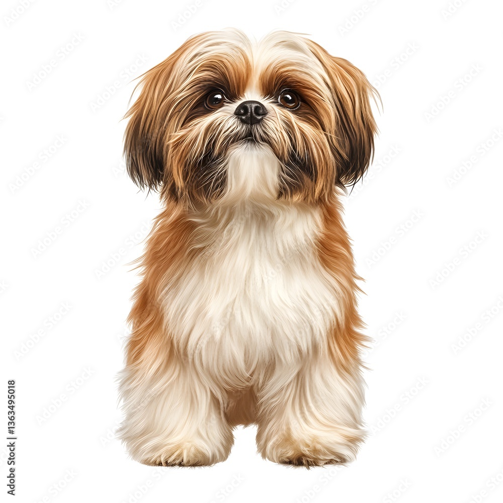 Adorable Shih Tzu Puppy Dog Sitting Studio Portrait White Background Pet Animal Adorable Shih Tzu Puppy Dog Sitting Studio Portrait White Background Pet Animal