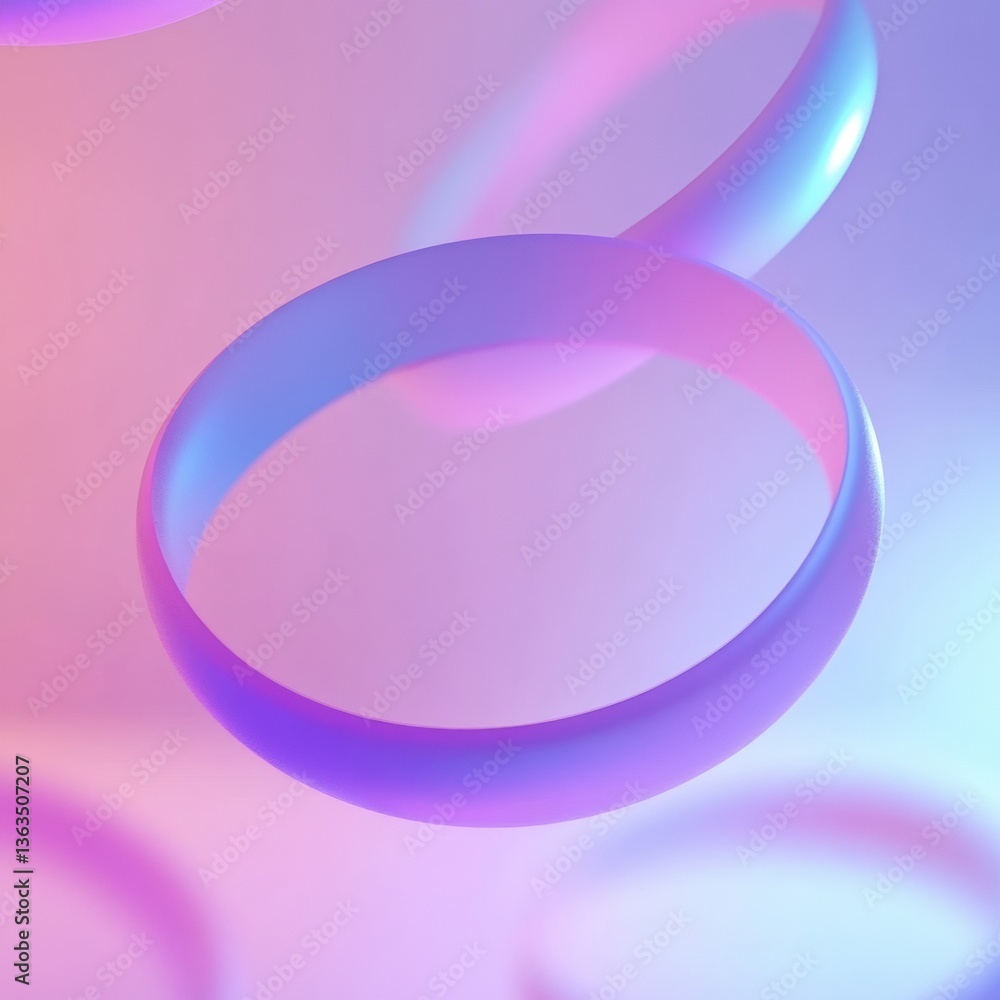 Obraz premium Floating abstract shapes create a minimal futuristic style with soft lighting and depth in a visually captivating composition