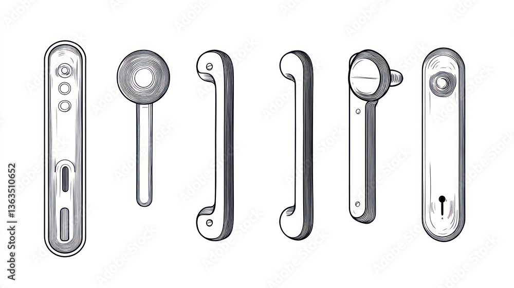 Door handle designs, various styles, white background, home improvement Door handle designs, various styles, white background, home improvement