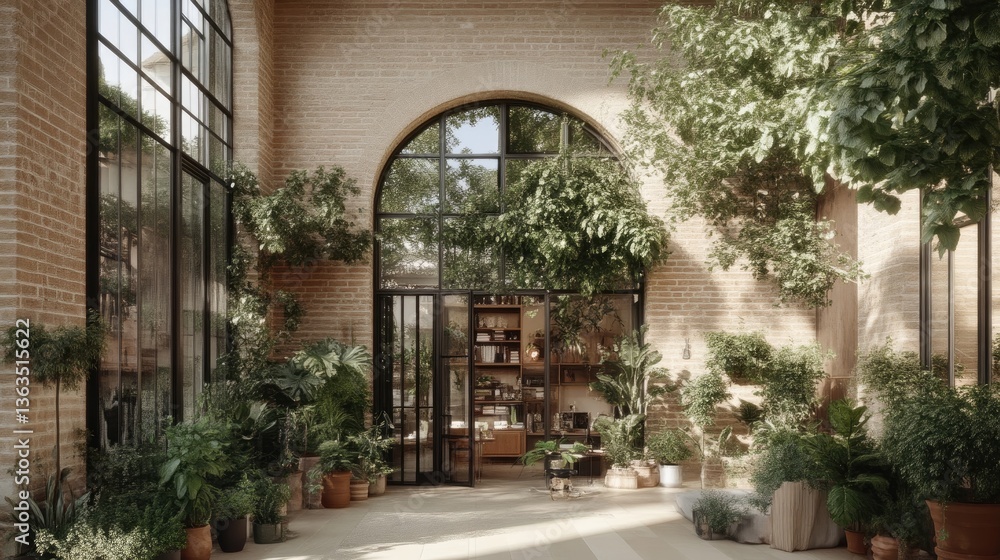 Fototapeta premium Sun-drenched indoor garden oasis