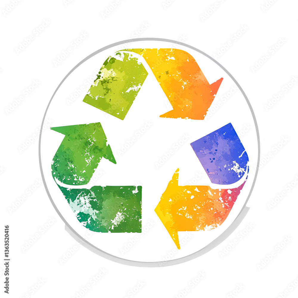 Obraz premium Vibrant Watercolor Recycle Symbol Eco-Friendly Sustainability Hope