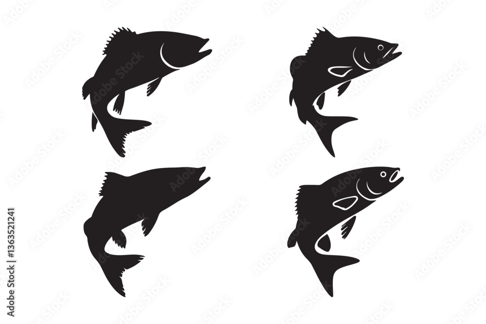 Fish Silhouettes Jumping Fishing Clipart Vector Illustration Fish Silhouettes Jumping Fishing Clipart Vector Illustration