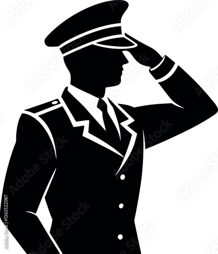 Soldier Saluting Silhouette Icon