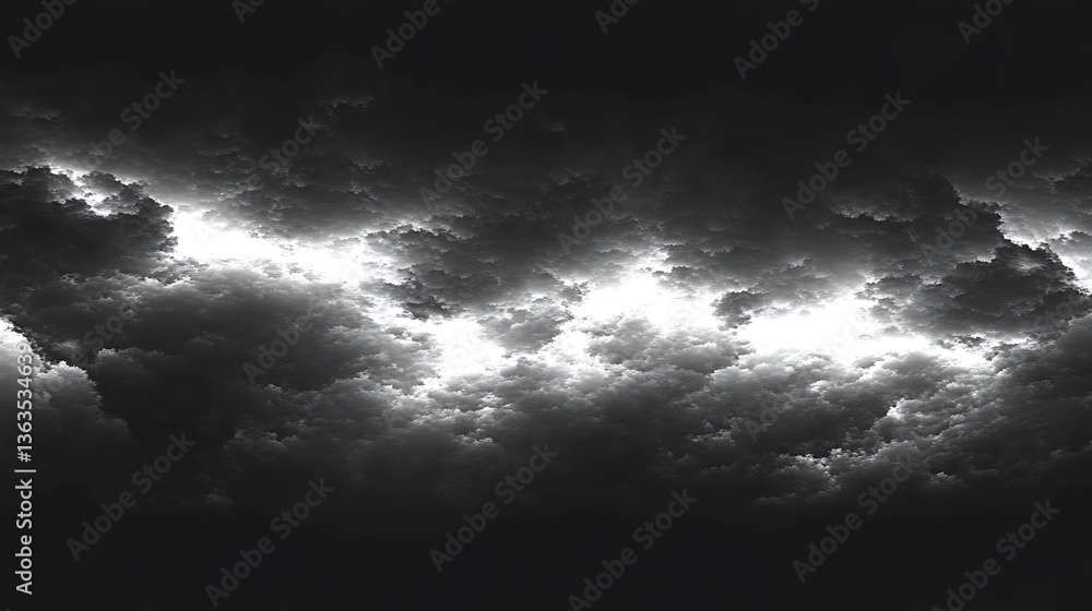 Obraz premium Dark clouds illuminated with bright light from an opening