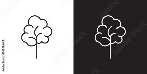Icon of tree and leaf, Botanical icon, Tropical vector illustration in transparent and black background. 