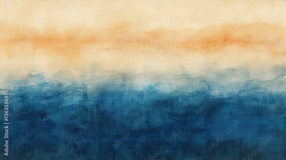 Obraz premium An abstract textured gradient background featuring warm hues of blue and beige. The texture resembles a rough canvas or fabric with a soft, diffused color transition from deep.