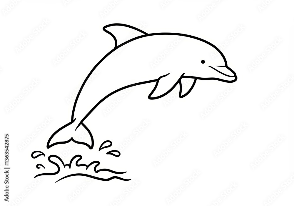 Obraz premium Dolphin jumping above water in a minimalist style 