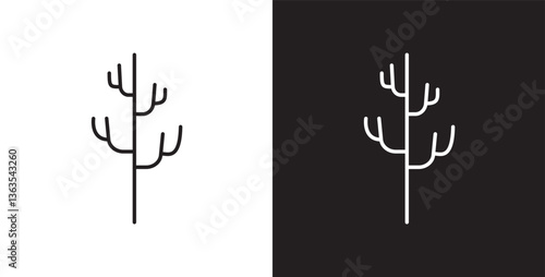 Tree dry branch icon. Winter tree icons, featuring bare and bare trees with dead and dry branches without leaves, Tree line icon, Tree vector illustration in transparent and black background.