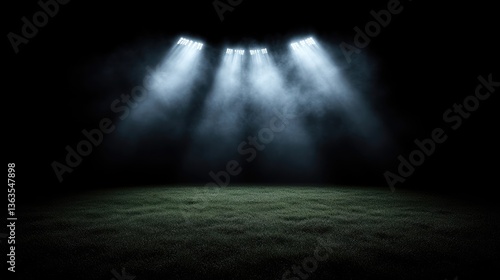 Empty stadium field under stadium lights