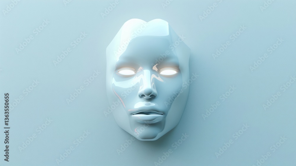Futuristic Ceramic Mask with Glowing Eyes Abstract Art for Technology Mystery and Design Con Futuristic Ceramic Mask with Glowing Eyes Abstract Art for Technology Mystery and Design Con