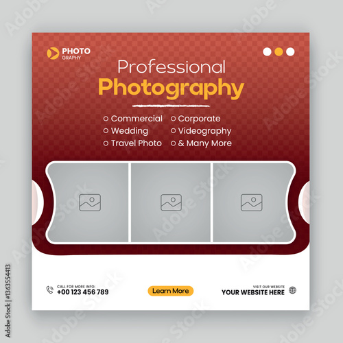 Digital photography services social media post and web banner template
