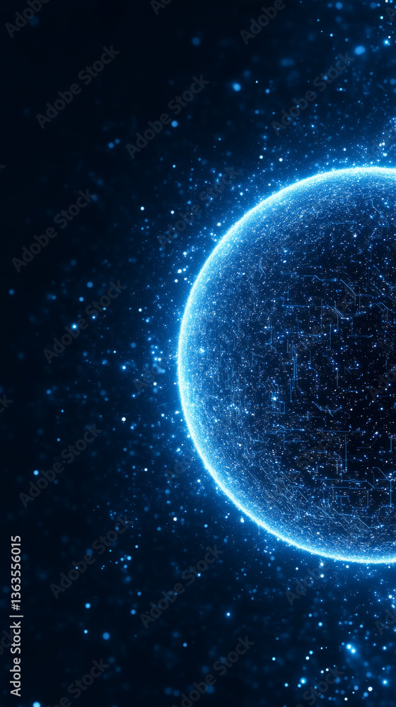 Obraz premium Futuristic digital globe design for international event cover
