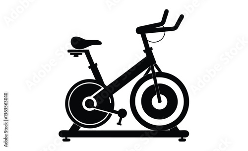Spinning bike vector icon silhouette, Spinning bike silhouette vector illustration 
