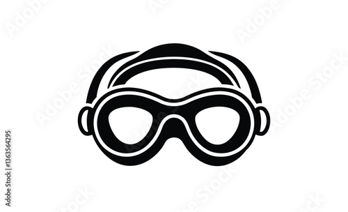 Swimming goggle vector art silhouette, Swimming goggle silhouette vector illustration 