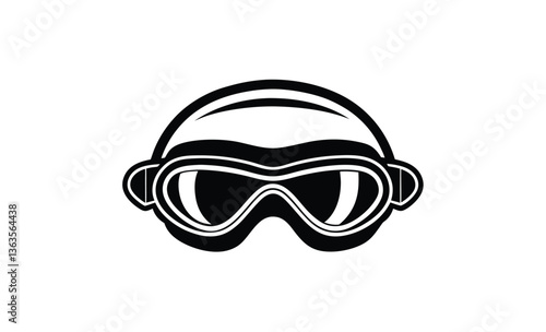 Swimming goggle vector art silhouette, Swimming goggle silhouette vector illustration 