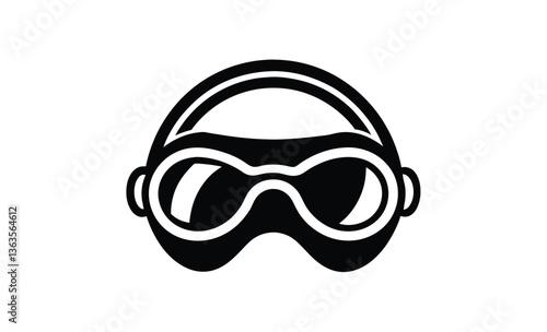 Swimming goggle vector art silhouette, Swimming goggle silhouette vector illustration 