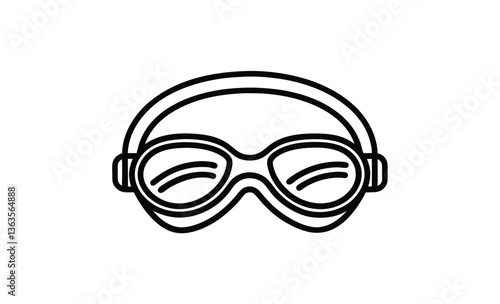 Swimming goggle vector art silhouette, Swimming goggle silhouette vector illustration 