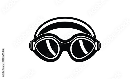 Swimming goggle vector art silhouette, Swimming goggle silhouette vector illustration 