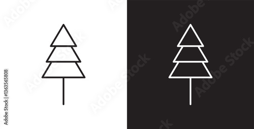 Pine icon. Simple tree icon vector. Icon of tree and leaf, Christmas tree line icon designs, Tropical vector illustration in transparent and black background. 