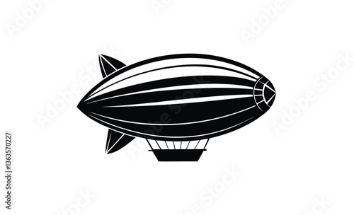 Airship dirigible blimp silhouette, airship dirigible, blimp, transport detailed simple style logo icon vector illustration isolated 
