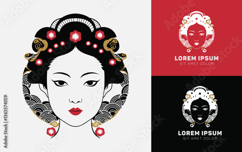beauty geisha woman face for your business icon logo