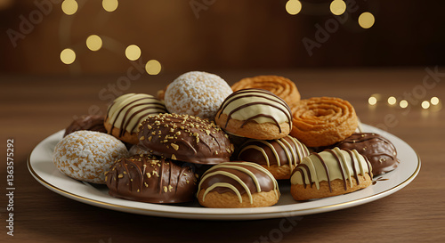 Elegant Assorted Eid Sweets with Chocolate and Sugar Dusting