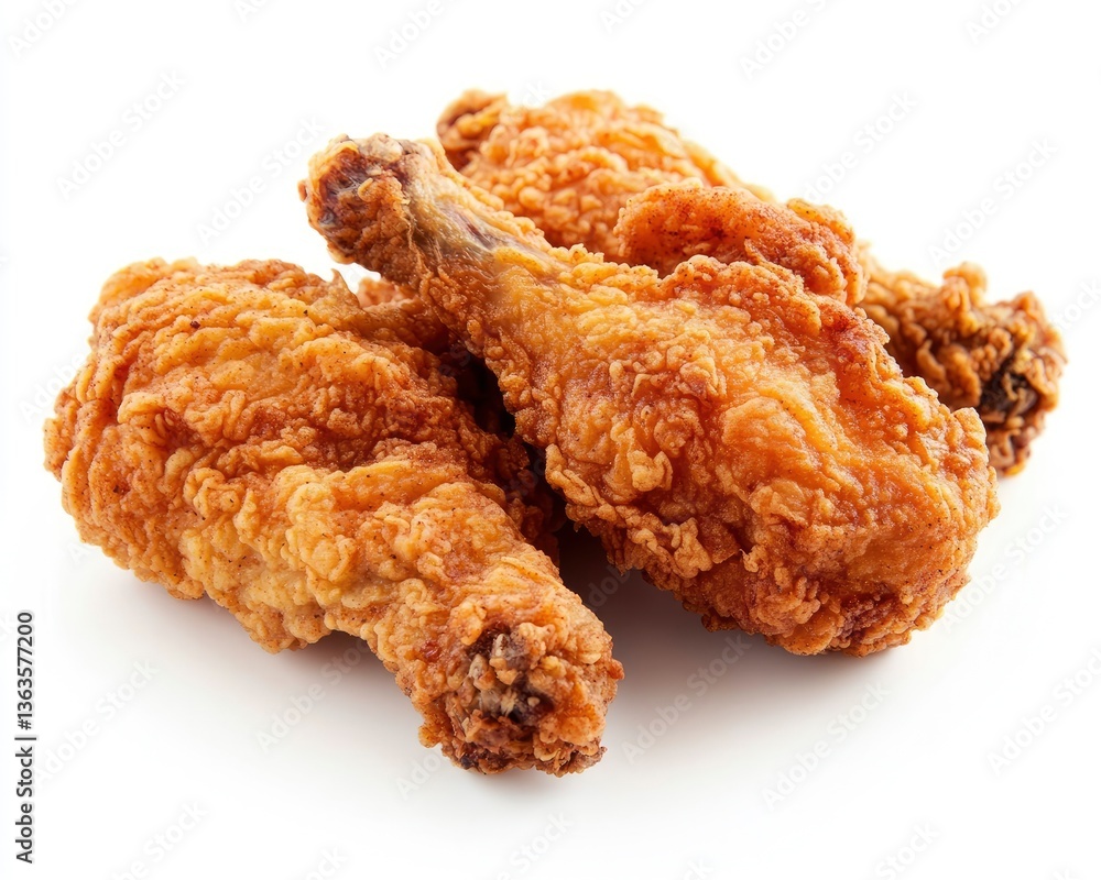 Crispy Fried Chicken Drumsticks on White Background Delicious Meal Crispy Fried Chicken Drumsticks on White Background Delicious Meal