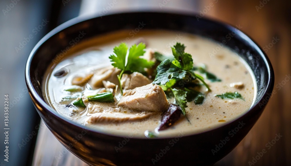 Experience the aromatic ingredients of galangal, lemongrass, and kaffir lime in Tom Kha Gai. Experience the aromatic ingredients of galangal, lemongrass, and kaffir lime in Tom Kha Gai.