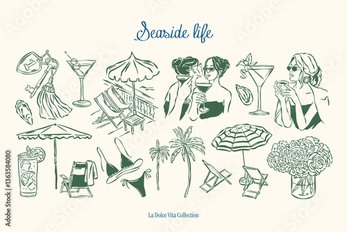 Minimal sketch style vector illustration collection. Travel doodles. Art for postcards, print posters, packaging design.