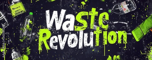 Global recycling day with sustainability and resources idea. Waste Revolution graphic emphasizing environmental awareness.