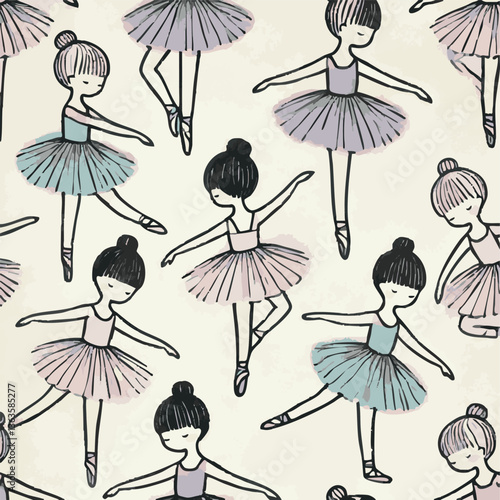 Ballerina Dancers Ballet Print Design in Vector