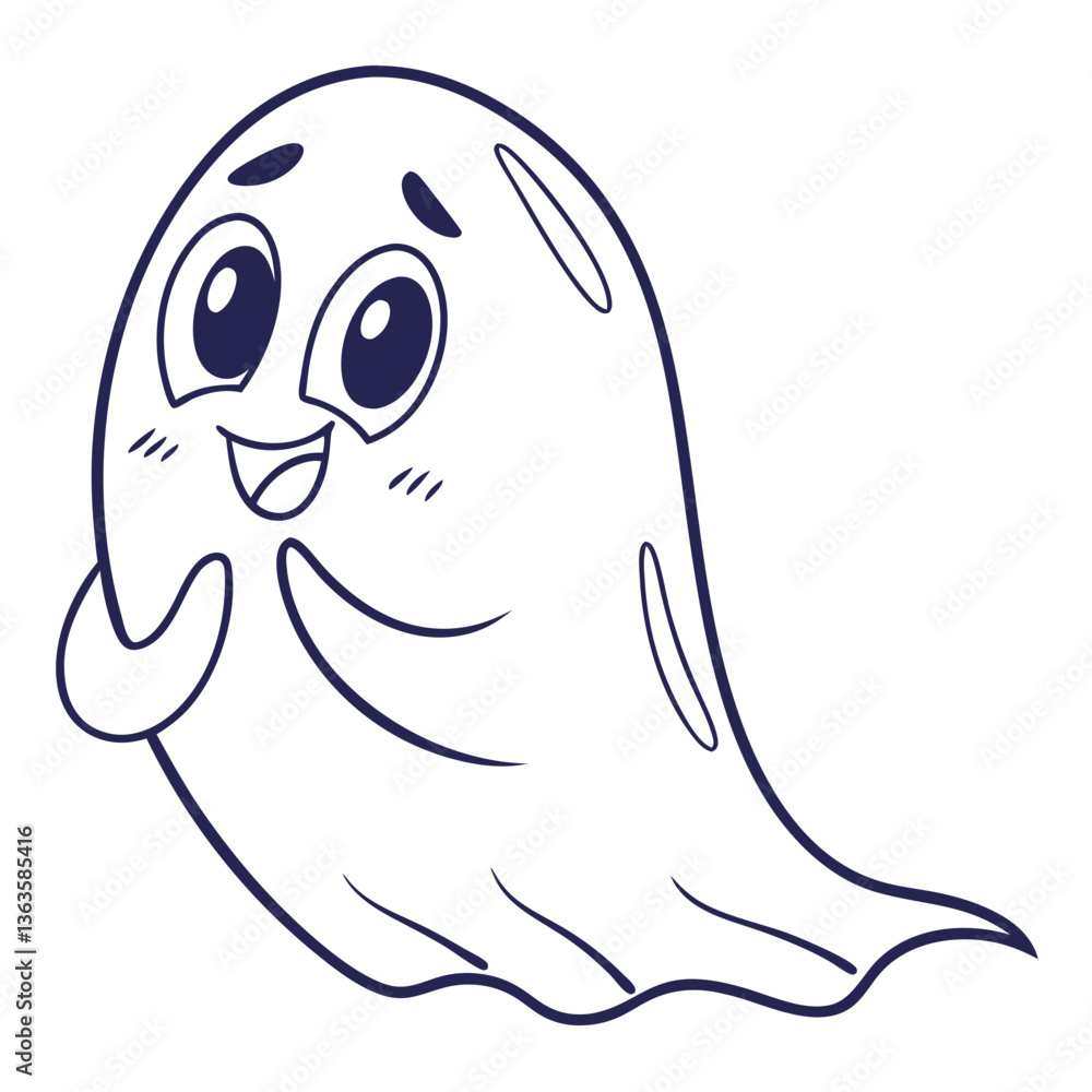 cartoon ghost smiling and looking cheerful on a white background cartoon ghost smiling and looking cheerful on a white background