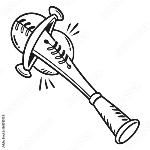 Baseball bat with striking design and motion lines  