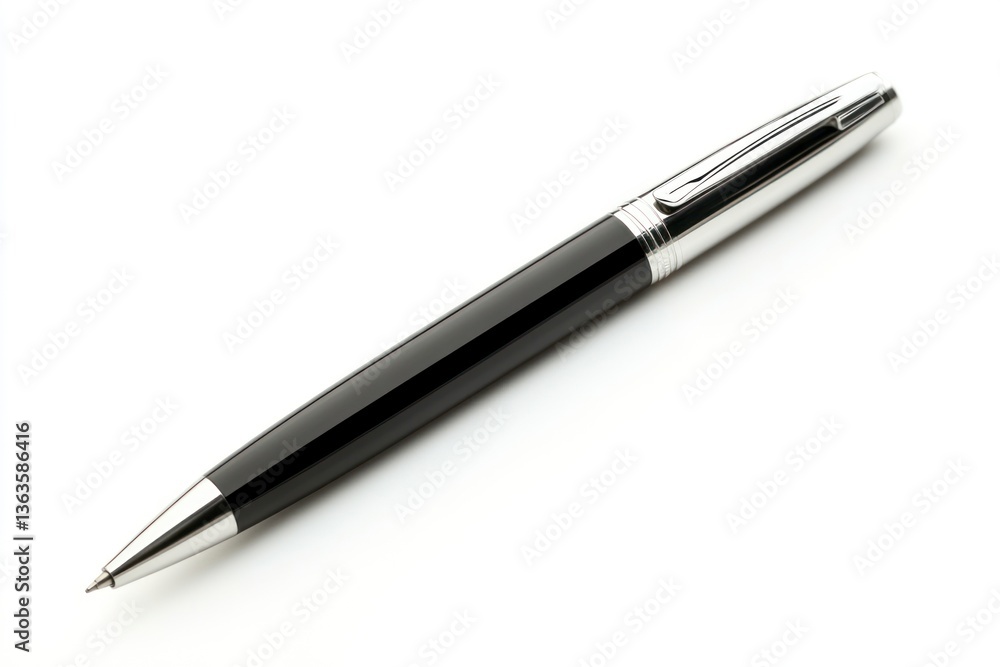 Writing Instrument Luxury Black Pen Isolated on White Background Studio Shot Writing Instrument Luxury Black Pen Isolated on White Background Studio Shot