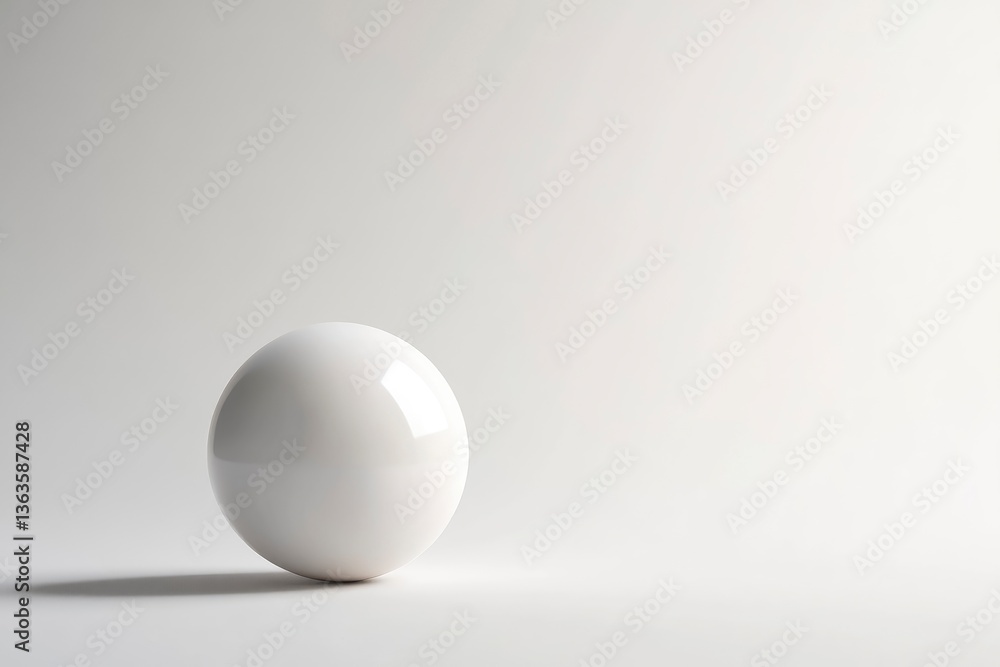 Smooth White Sphere Still Life on a White Surface Casting Shadow Smooth White Sphere Still Life on a White Surface Casting Shadow