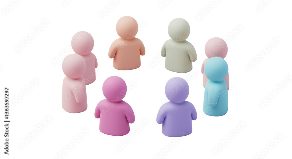 Isolated Group of Colorful Abstract People Figures Standing Isolated Group of Colorful Abstract People Figures Standing