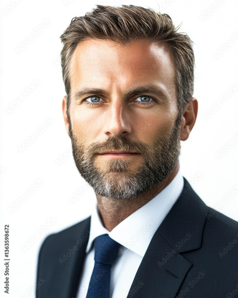 Serious Businessman Portrait in Suit with Tie Looking at the Camera Serious Businessman Portrait in Suit with Tie Looking at the Camera