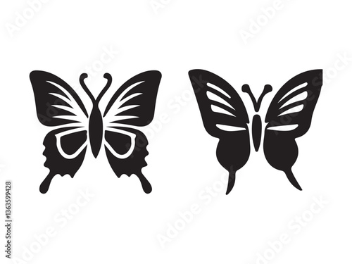 Silhouetted Wings: Two captivating butterfly silhouettes dance gracefully against the canvas, a visual poem of delicate symmetry and effortless beauty. 