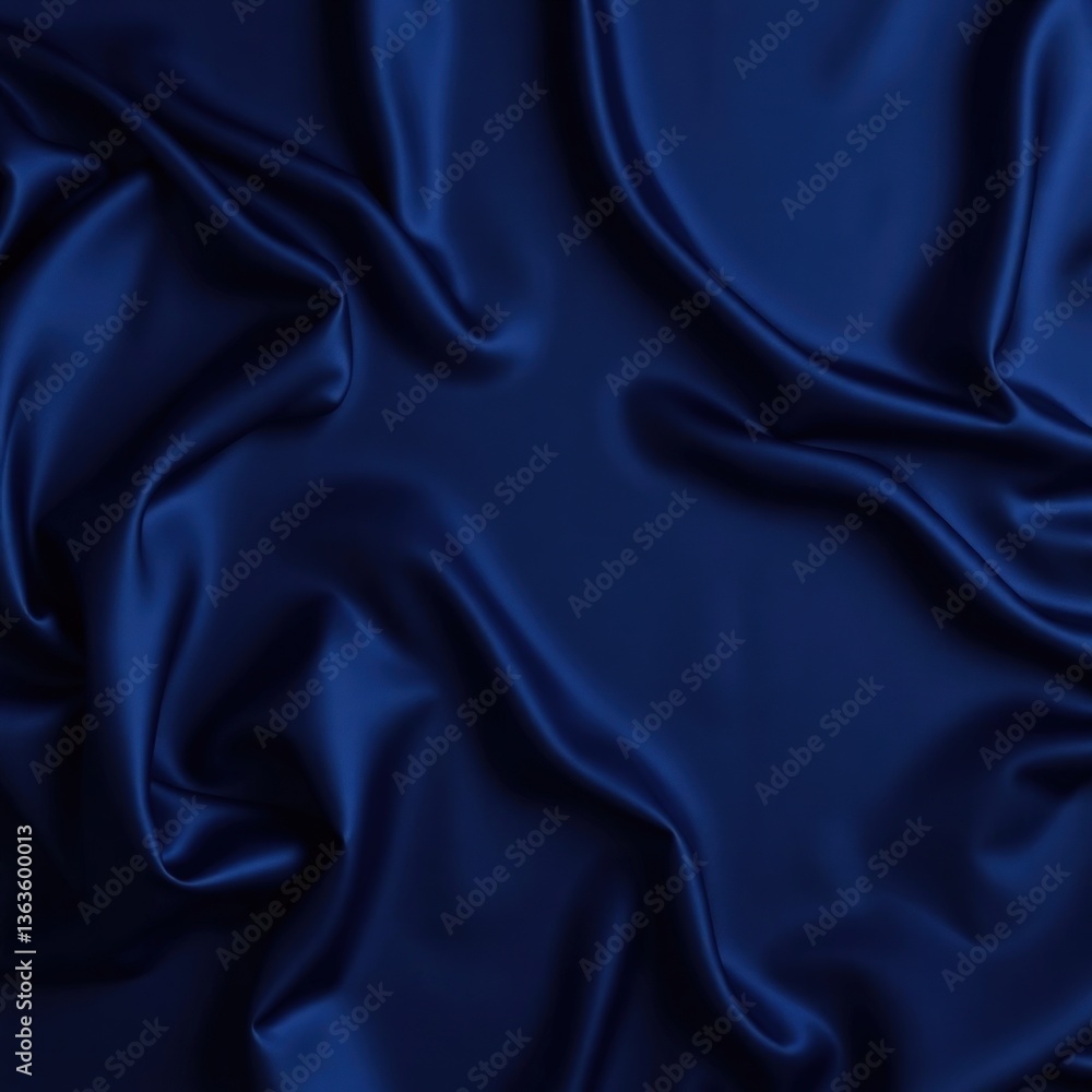 Fototapeta premium Navy blue silk satin. Silky shiny fabric. Dark luxury background with space for design. Banner. Wide. Long. Panoramic. Template. Empty. Flat lay, top view table. Beautiful.Elegant.Birthday,Christmas.