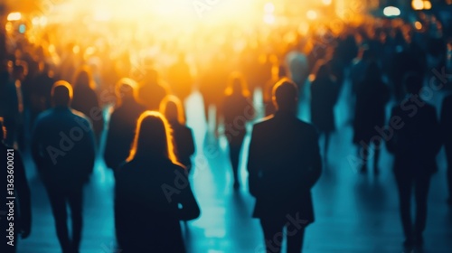 Wallpaper Mural Crowd of People Walking in City with Bright Light Background Torontodigital.ca