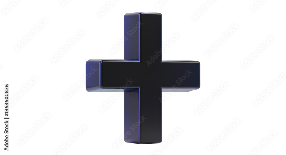 Fototapeta premium Isolated Bold Black Plus Sign for Addition and Positive Concepts