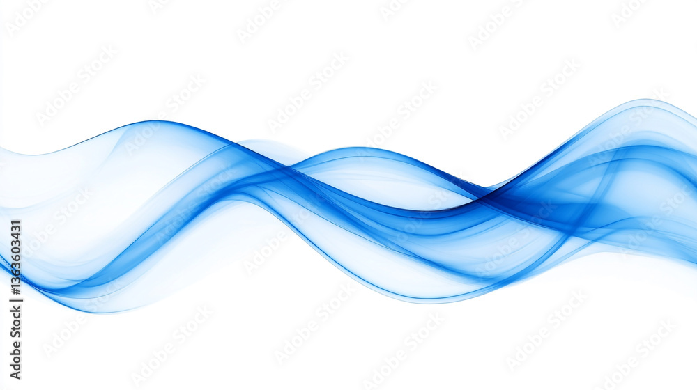 Abstract blue waves flowing across a white background creating a smooth and dynamic visual effect Abstract blue waves flowing across a white background creating a smooth and dynamic visual effect